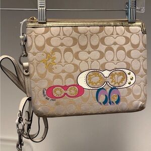 Coach Tan Purse with Colorful Accents